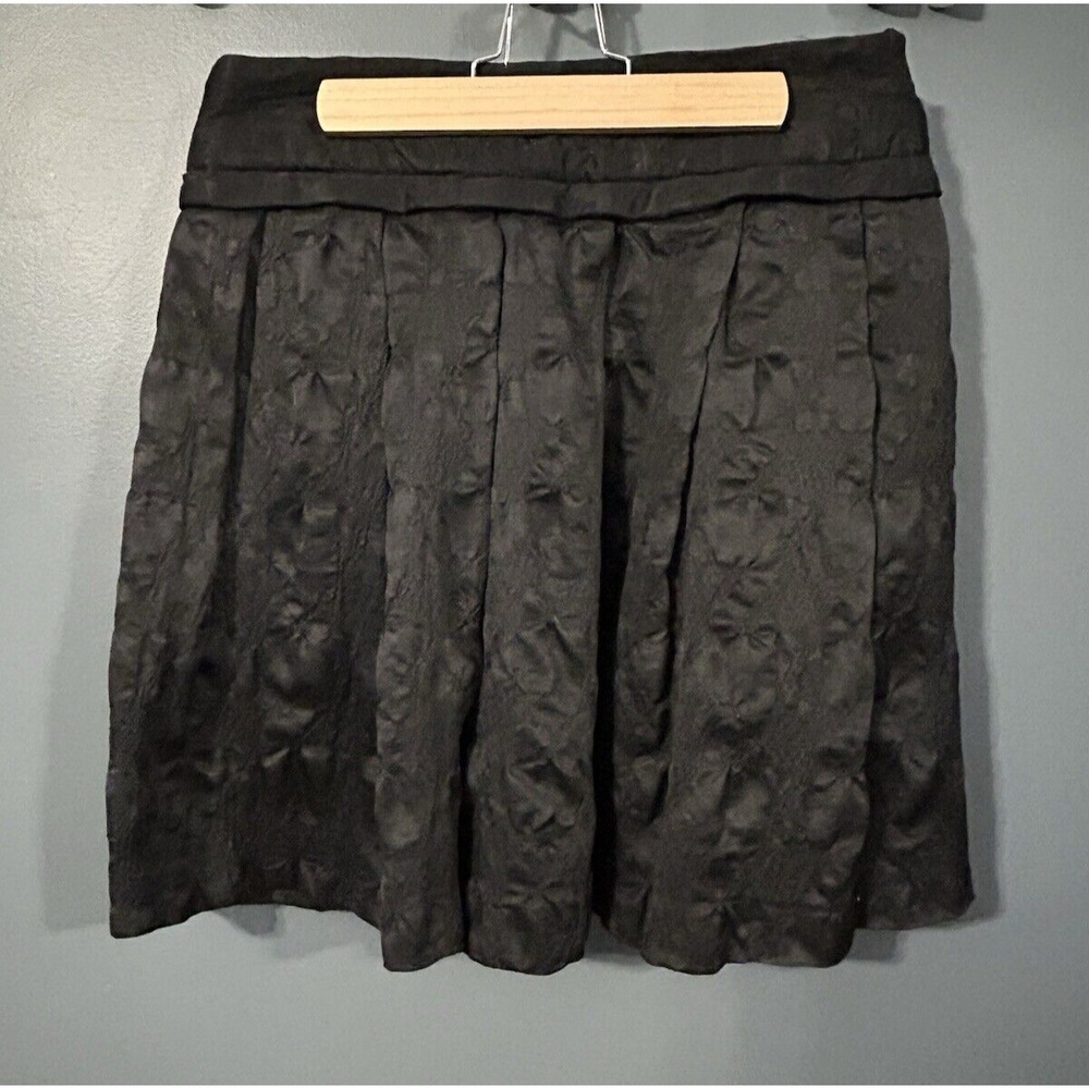 Theory Lanu Pleated Mini Skirt Black Wool Silk Size 4